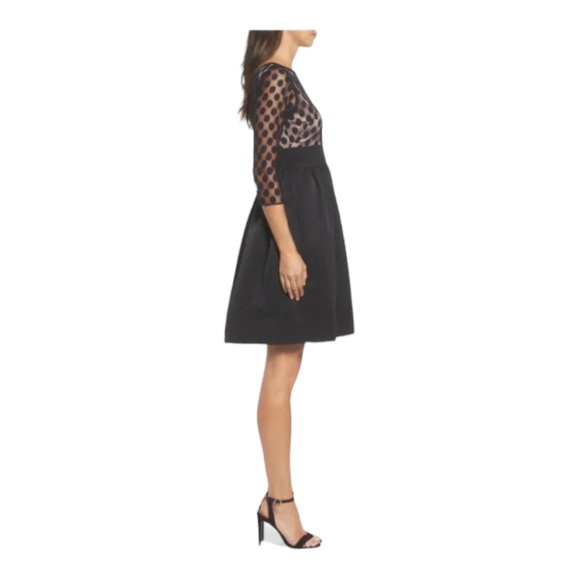 LBD by ElizaJ Dress with Polka dots Sheer Arms Size 6 - Picture 3 of 11
